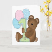 Carte Ours et ballons d'anniversaire (Fleur jaune)