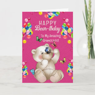 Carte Ours et ballons en peluche