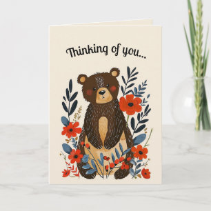 Carte Ours et fleurs d'art folklorique modifiables