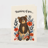 Carte Ours et fleurs d'art populaire modifiables (Devant)