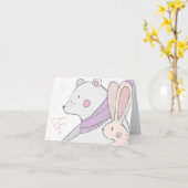 Carte Ours et lapin, dans nos rêves (Fleur jaune)