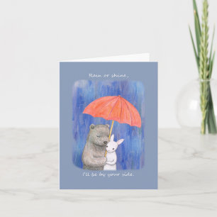 Carte Ours et lapin sous parapluie Sweet Je t'aime