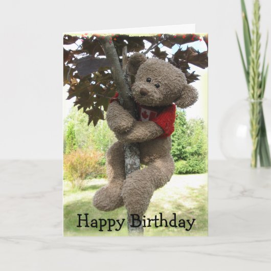 Carte Ours Feuille D'Érable, Joyeux anniversaire (Devant)