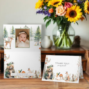 Carte Ours Forest Cute AnimalsDeer Photo Baby shower