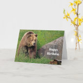 Carte Ours Grizzly Brown photo Anniversaire (Fleur jaune)