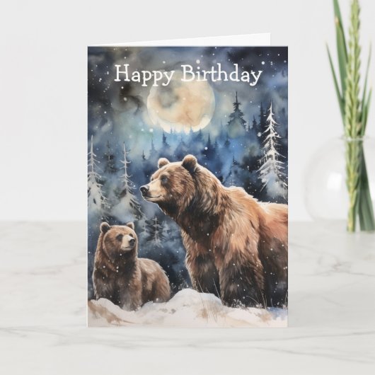 Carte Ours Grizzly et bébé (Devant)