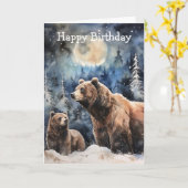 Carte Ours Grizzly et bébé (Fleur jaune)