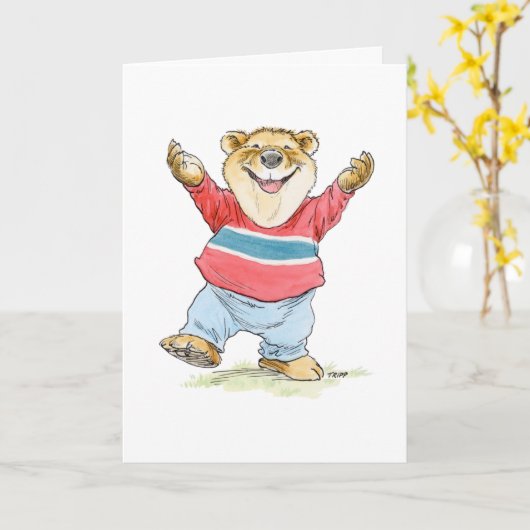 Carte Ours Hug (Fleur jaune)