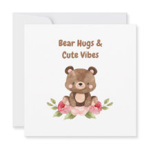 Carte Ours Hugs et Vibes mignonnes