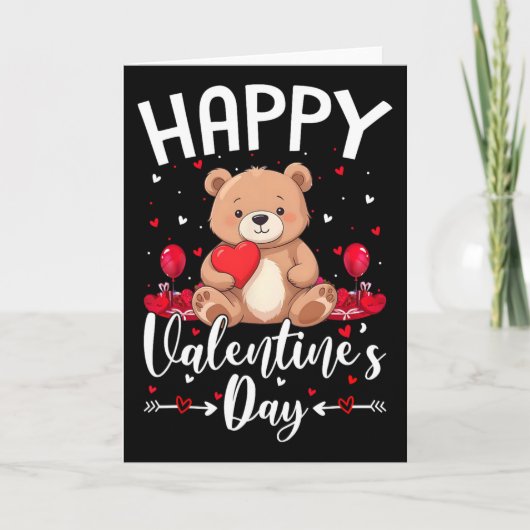 Carte Ours Joyeuse Saint-Valentin Ours Mignon Avec Des C (Devant)