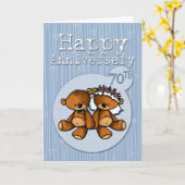 Carte ours joyeux anniversaire - 70 ans (Fleur jaune)