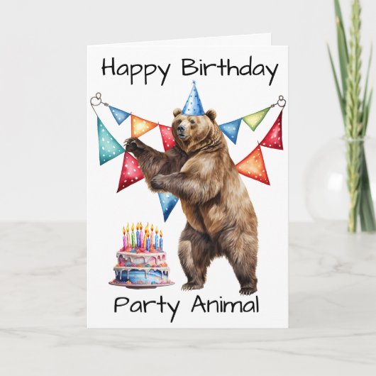 Carte Ours Joyeux Anniversaire Fête Animal (Devant)