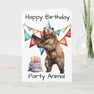 Carte Ours Joyeux Anniversaire Fête Animal