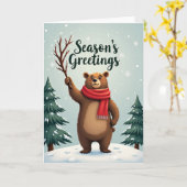 Carte Ours joyeux Noël (Fleur jaune)