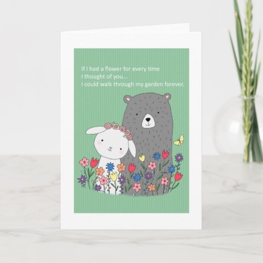 Carte Ours & Lapin Mignon Je t'aime Saint-Valentin (Devant)