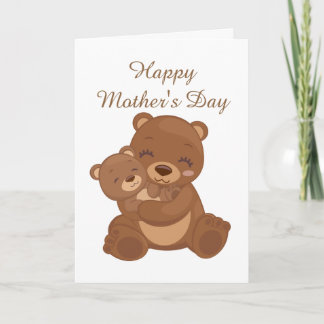 Carte Ours mignons et heureux pour la fête des mères