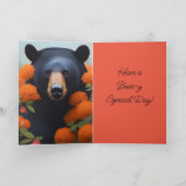 Carte Ours noir dans des fleurs orange  (Intérieur)