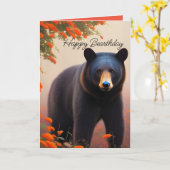 Carte Ours noir dans des fleurs orange  (Fleur jaune)
