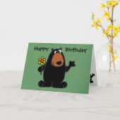 Carte Ours noir mignon avec Daffodique (Fleur jaune)