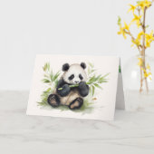 Carte Ours Panda Anniversaire Avec Bambou (Fleur jaune)