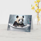 Carte Ours Panda Anniversaire Dans Bain De Bulle (Fleur jaune)