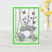 Carte Ours panda d'anniversaire (Fleur jaune)