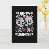 Carte Ours Pandas Mignons Couple Ours Panda Coeurs (Fleur jaune)