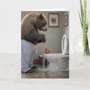 Carte Ours Papa Anniversaire Plongeant une Cuve de Toile