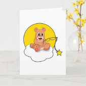 Carte Ours pêchant avec une canne à pêche sur un nuage (Fleur jaune)