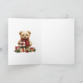 Carte Ours Poinsettia Foliage Baby's First Christmas (Intérieur)