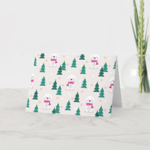 Carte Ours polaire adorable et arbre de Noël