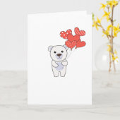 Carte Ours Polaire Animaux Mignons Avec Ballons en Forme (Fleur jaune)