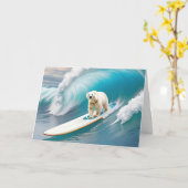 Carte Ours Polaire Anniversaire Sur Un Surf (Fleur jaune)