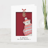 Carte Ours polaire avec gui Noël (Devant)