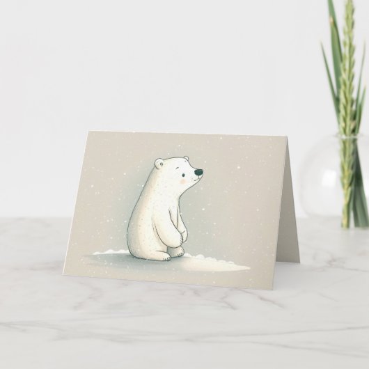 Carte Ours Polaire D'Anniversaire Dans Les Snowflakes (Devant)