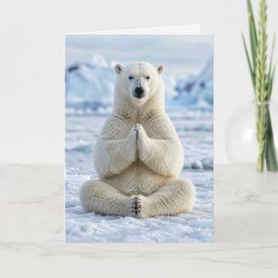 Carte Ours polaire d'anniversaire dans une pose de yoga