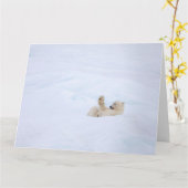 Carte Ours polaire dans la neige (Fleur jaune)