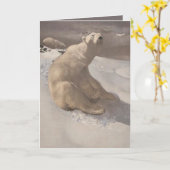 Carte Ours polaire dans la neige illustration gris brun  (Fleur jaune)