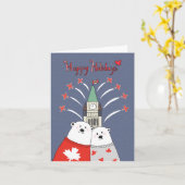 Carte Ours polaire d'art populaire canadien Noël canadie (Fleur jaune)