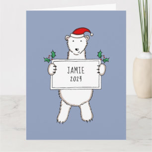 Carte Ours polaire de Noël personnalisé bébé