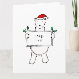 Carte Ours polaire de Noël personnalisé bébé