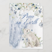 Carte Ours polaire de Noël Vert neige (Devant / Derrière)