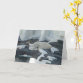Carte Ours polaire dormant (Fleur jaune)