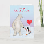 Carte Ours polaire et manchot de Saint-Valentin (Devant)