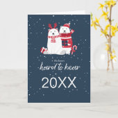 Carte Ours polaire Noël Nouvel An ID851 (Fleur jaune)