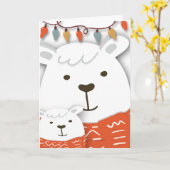 Carte Ours Polaire Parent Et Enfant Dans L'Écharpe Corre (Fleur jaune)