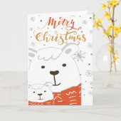 Carte Ours Polaire Parent Et Enfant Dans L'Écharpe Corre (Fleur jaune)