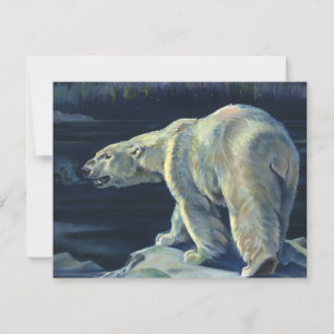 Carte Ours polaire vintage, animaux marins de l'Arctique