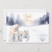 Carte Ours polaires d'hiver Joyeuses vacances Photo (Devant)