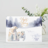 Carte Ours polaires d'hiver Joyeuses vacances Photo (Debout devant)